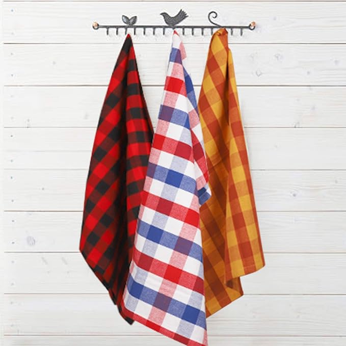 Urban Villa Cotton Dinner Napkins Set of 6, Highly Absorbent 20x20 Inches Premium Cloth Napkins Hotel Quality Reusable & Washable Table Dinner Napkins for Home & Weddings - Multicolor, Checks