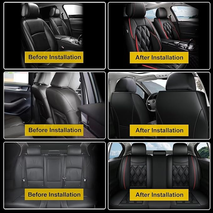 AOMSAZTO Car Seat Covers,Full Set 5 Seats Custom Fit for Honda CR-V 2015-2025 2026,Leather Car Seat Cover Seat Cushion Protector,Airbag Compatible Waterproof Black