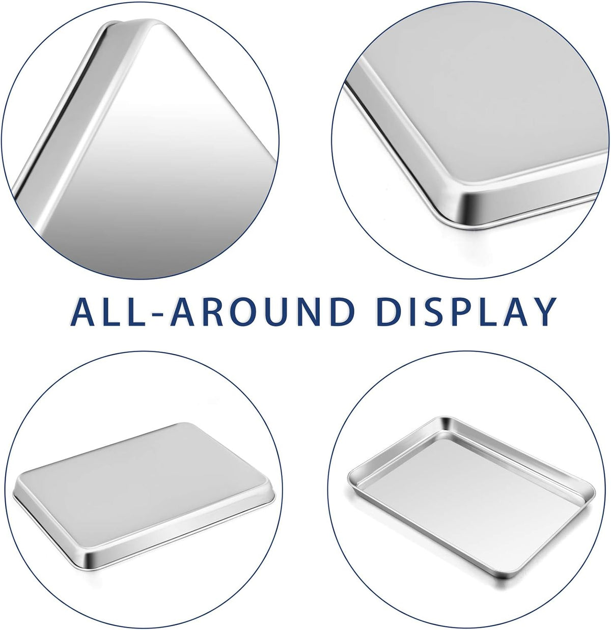 P&P CHEF 12.5 Inch Baking Cookie Sheet, Oven Pan Tray Stainless Steel Sheet Pan for Kitchen, Oven Bakeware for Multi Uses, Shiny Look & Dishwasher Safe, Healthy & Heavy Duty, 4Pcs