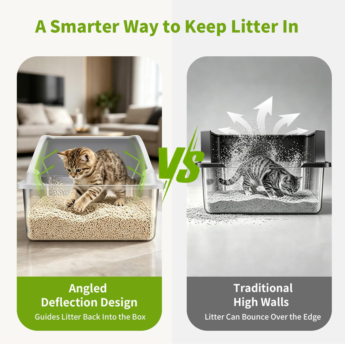 Stainless Steel Cat Litter Box, Extra Large XL Odor Free Metal Litter Box with High Sides Lid, Open Top Litter Pan Include Scoop Easy Cleaning Kitty Cat Box Anti-Urine Leakage, Non-Sticky
