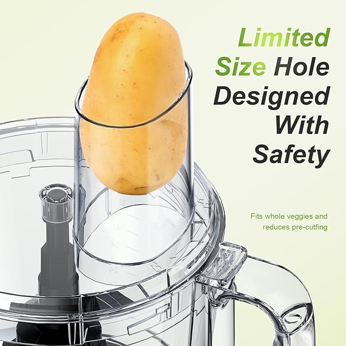 Facelle Electric Food Processor 10 Cup Large Bowl with 6.8oz Grinder, 600W Vegetable Chopper for Mincing, Dicing, Shredding, Puree & Kneading Dough, Great for Cheese Grater, Hummus, Meat and Salsa