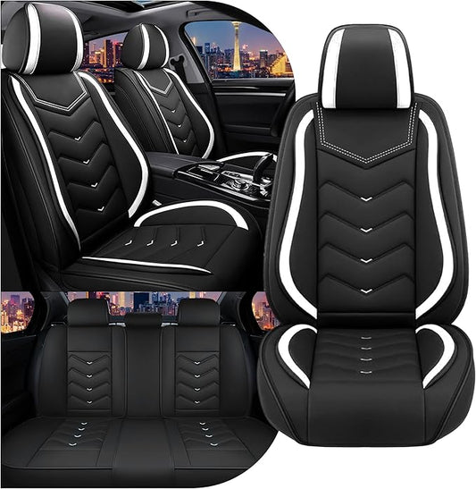 CTDS Car Seat Covers for Honda Accord 2000-2026, Stylish Sport Seat Cover, Premium Nappa Leather Car Seat Cover. Automobile Seat Covers Sets.(Standard 5 Seats/Black White)