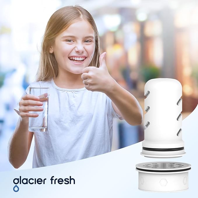 GLACIER FRESH Water Pitcher Filter Replacement for LS Home Dispenser and Pitcher Systems, Reduces Chlorine Taste and Odor, 1 Membrane Micro Filter and 1 Activated Carbon + Ion Exchange Filter
