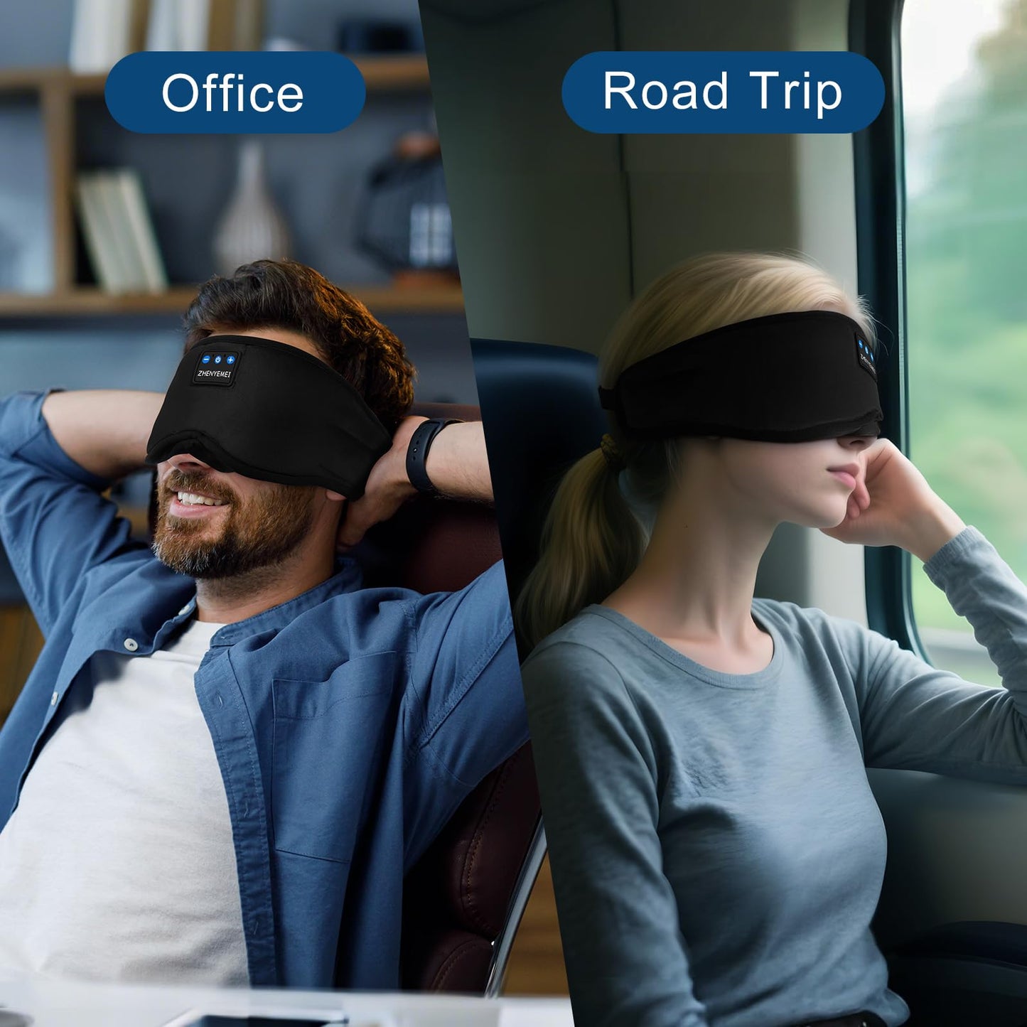 Sleep Mask with Bluetooth 5.4 Headphones - Blackout Sleeping Mask Side Sleeper Eye Masks Earphone Rechargeable Headband Wiless Music Ear Muffs Portable Travel Essentials Gift for Women Men Mom