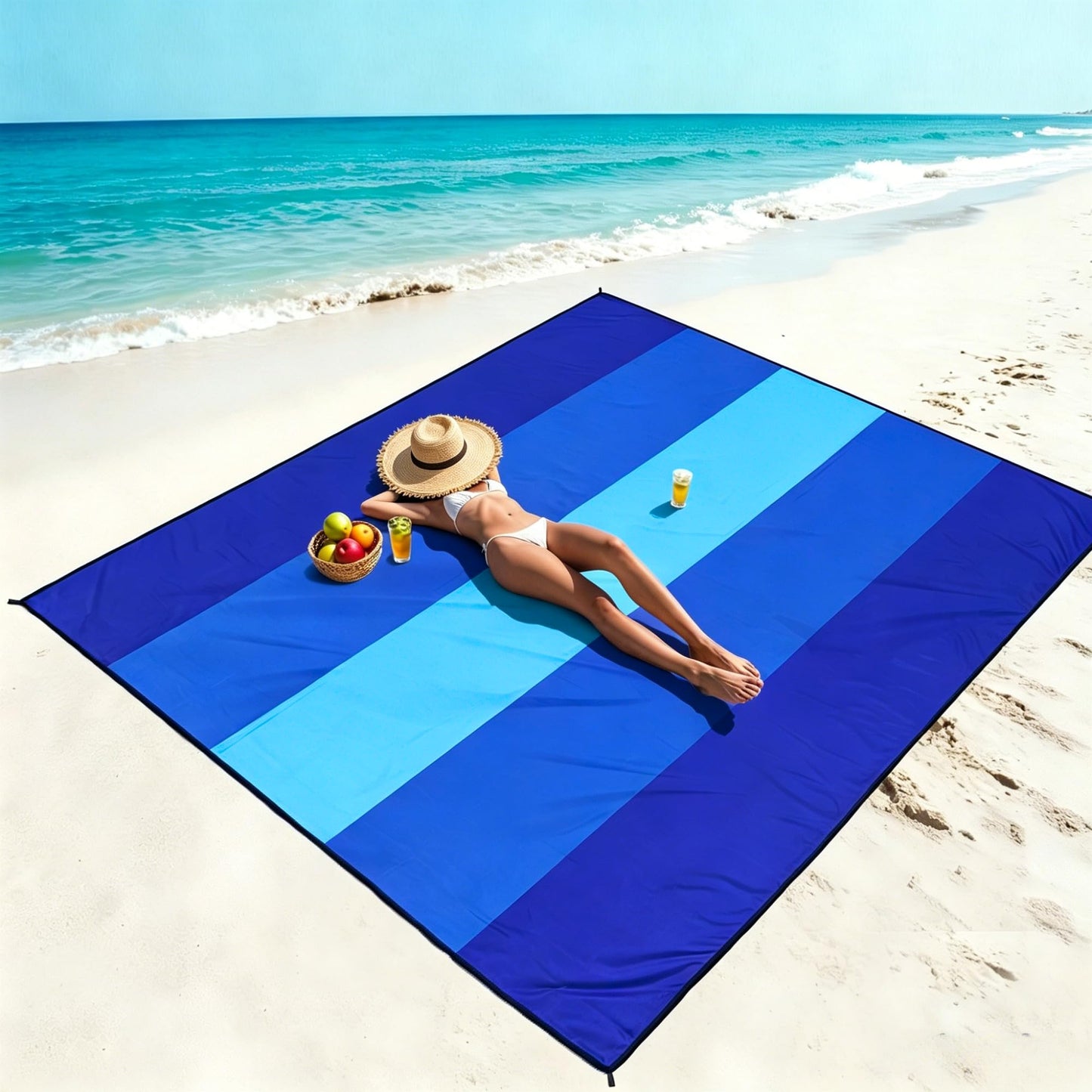 WIWIGO Beach Blanket Mat Waterproof Sandproof for 2-8 Adults Quick Drying