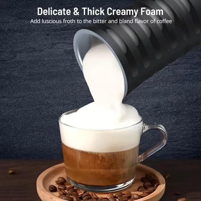 Milk-Frother, 4-in-1 Milk-Steamer-and-Frother, Hot & Cold Foam Milk Warmer with Temperature Control, Auto Shut-Off Frothers for Coffee, Latte, Cappuccino, Macchiato