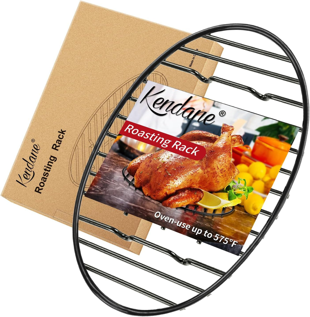 Roasting Rack with Integrated Feet, Cooling Drying Rack Kitchen Rack With Enameled Coating, PTFE Free, Great for Cooking, Roasting, Drying, Grilling, 12inch*8.5inch by KENDANE