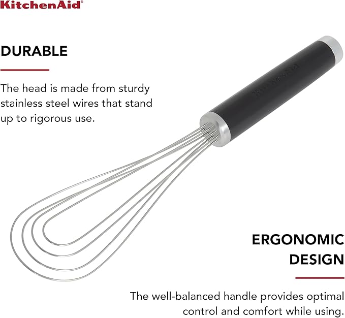 KitchenAid Flat Whisk, Black, 11.5-Inch