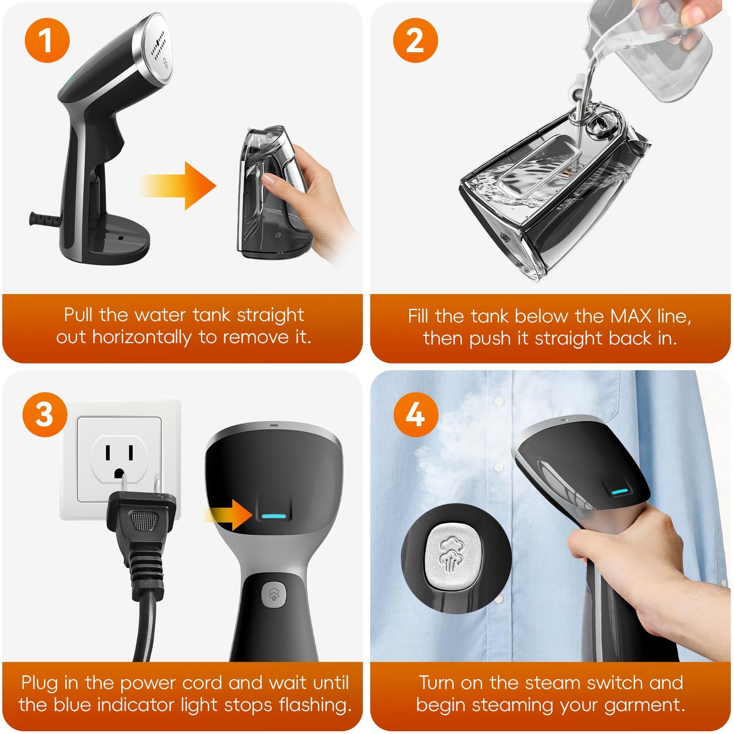 OGHom Portable Travel Handheld Steamer for Clothes, Garment Wrinkle Remover
