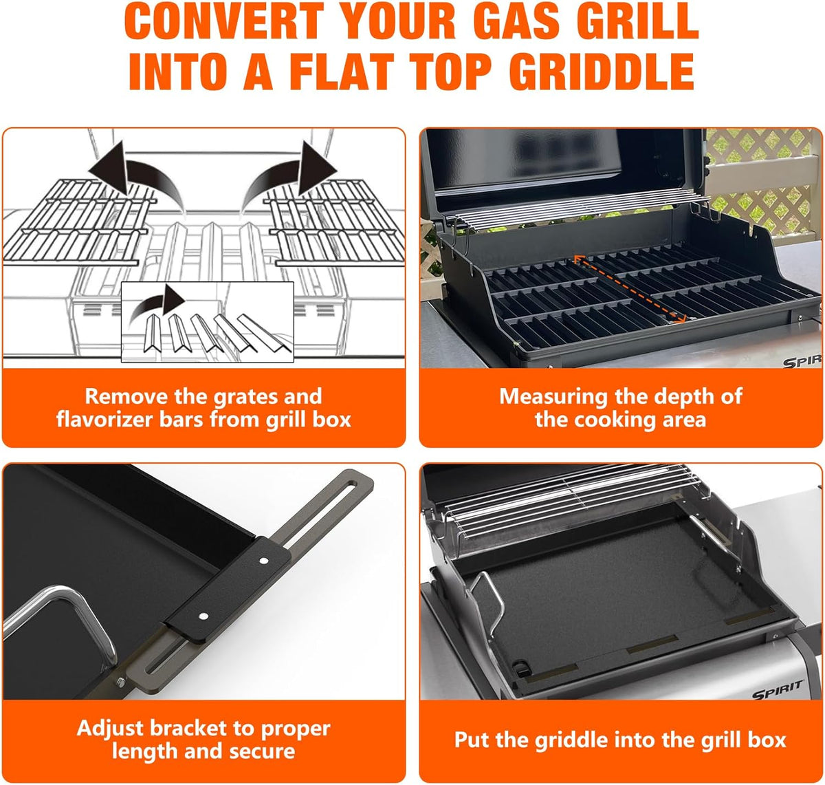 Stanbroil Full Size Griddle Insert for Most 2-Burner Gas Grill, Universal Flat Top Griddle for Weber, Royal Gourmet, Napoleon, Char-Broil, Cuisinart, Nexgrill, Dyna-Glo, Monument Grills and More