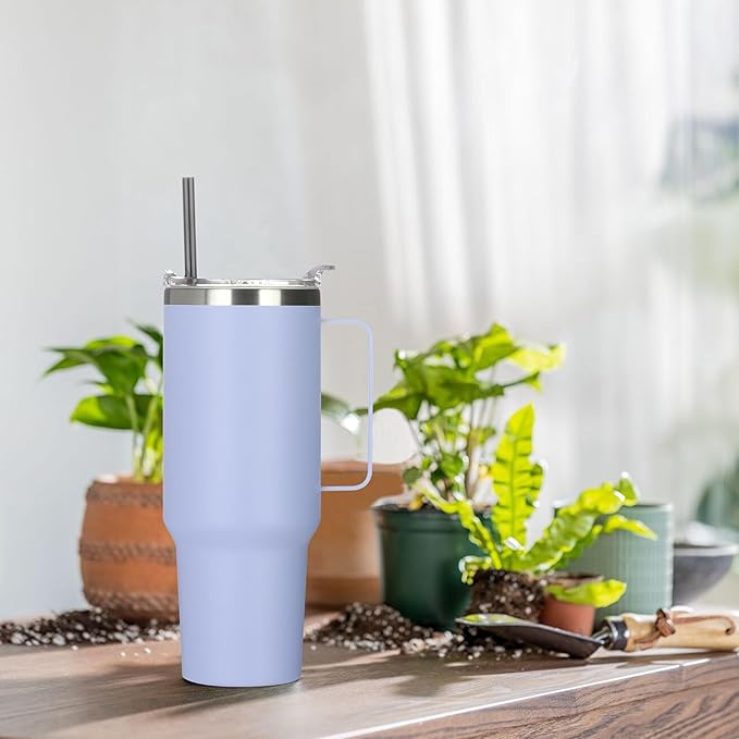 HASLE OUTFITTERS 40 oz Stainless Steel Tumbler with Handle, Vacuum Insulated Tumblers Bulk, Reusable Double Wall Travel Coffee Mug, Durable Powder Coated Water Bottle(Blue, 4)