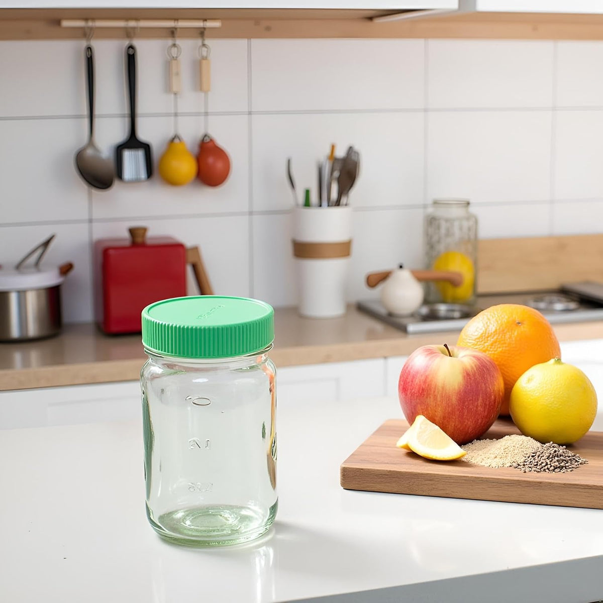 JARMING COLLECTIONS 16oz Glass Mason Jars with BPA-Free Plastic Lids – Regular Mouth Pint Mason Drinking and Storage Jars for Kitchen, Pantry, Canning, and Food Storage