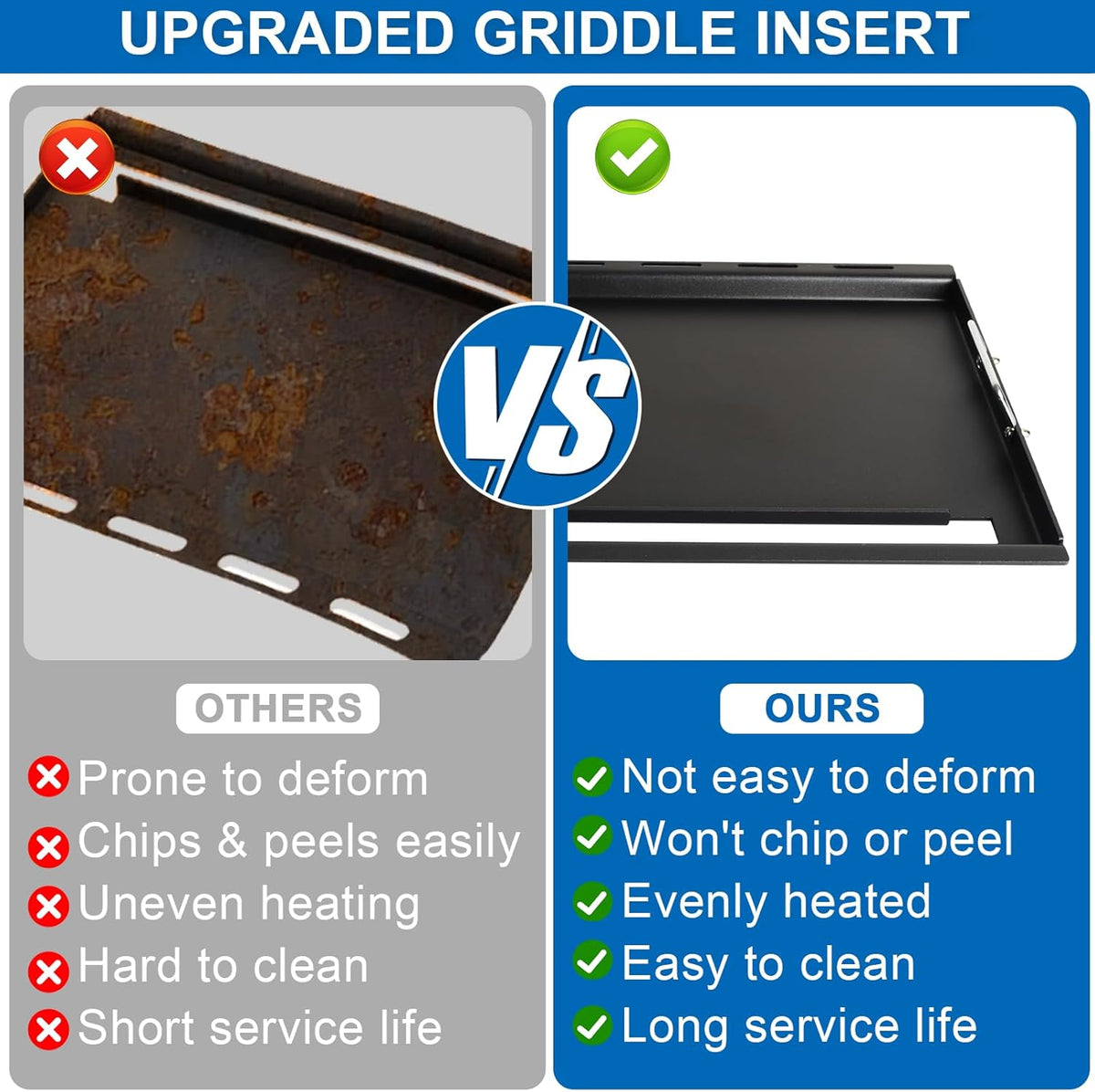 6788 Full Size Griddle for Weber GS4 Genesis II 300 Series Gas Grills Flat Top Grill Plate with Handles for Weber Genesis II E310 E330 S315 EX315 SX335 EX335