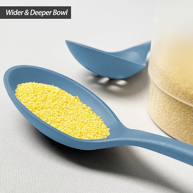 Silicone Spoons for Cooking - Extra Large Kitchen Spoons for Mixing, Serving, & Stirring - 600°F Heat-Resistant Non Stick Utensils Ladle & Skimmer- Dishwasher Safe, Starry Blue