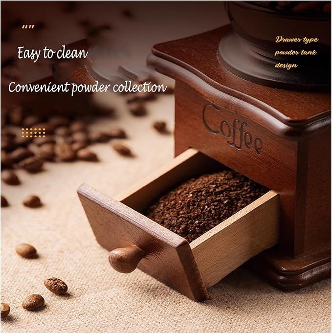 Manual Espresso Coffee Bean Grinder - Vintage Crude Wood Style Coffee Grinders Ceramic Grinding Core Hand Coffee Grinder Portable Coffe Grinder With Coffee Spoon
