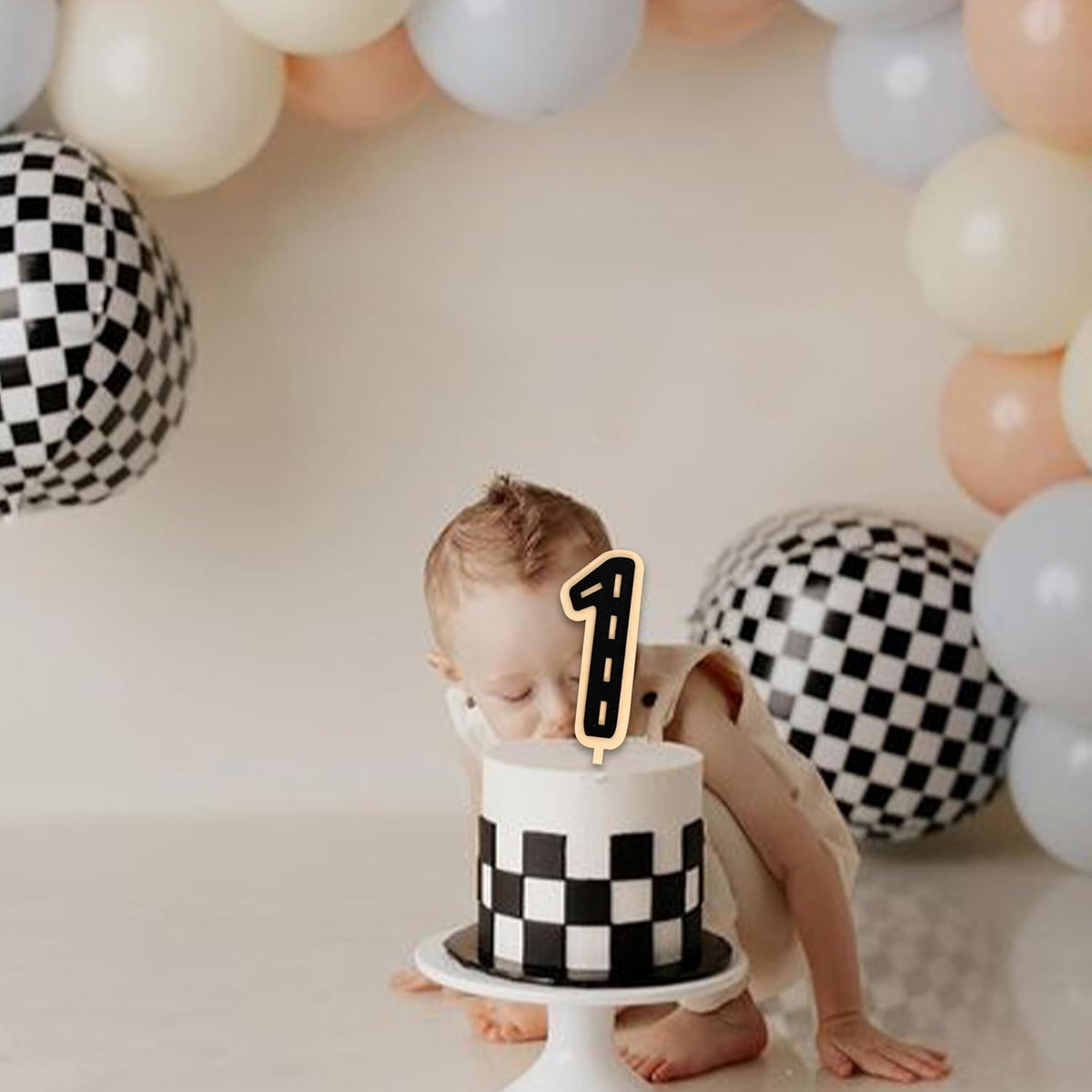 Race Car Cake Topper - Racing Theme Wooden Cake Topper, Fast One Birthday Decoration for First Birthday Party, Anniversary, Smash Cake, Baby Photo Booth Props...