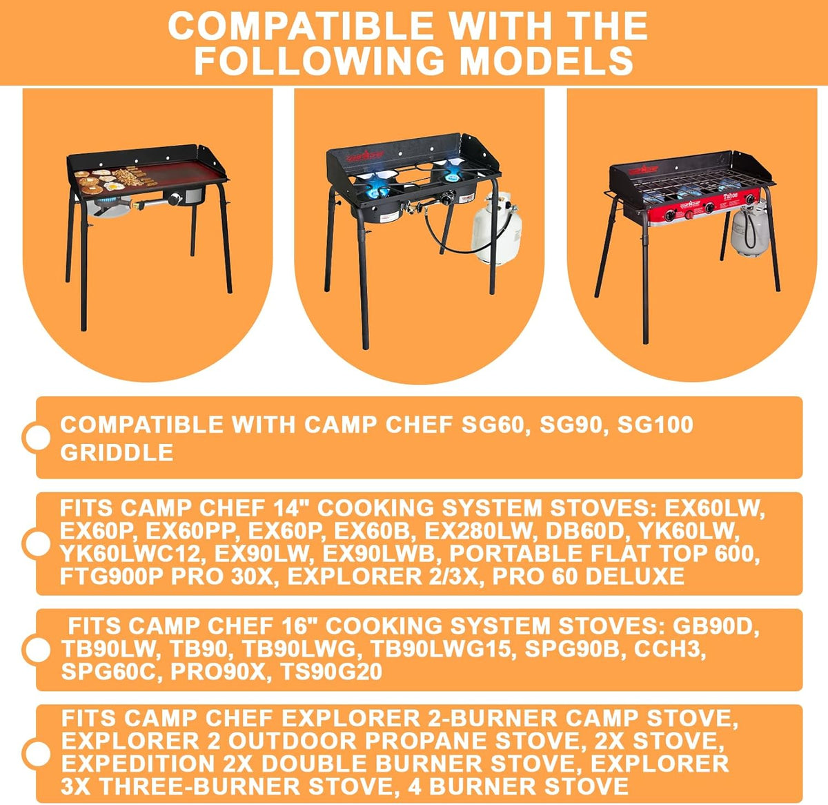 Flat Top Griddle for Camp Chef 2 Burner Stove EX60P EX60LW TB90 GB90D SPG90B TB90LWG StoveTop Parts for 16" & 14" Cooking Systems, 14" x 32" Camp Stove Griddle for Camp Chef Accessories, 1PC