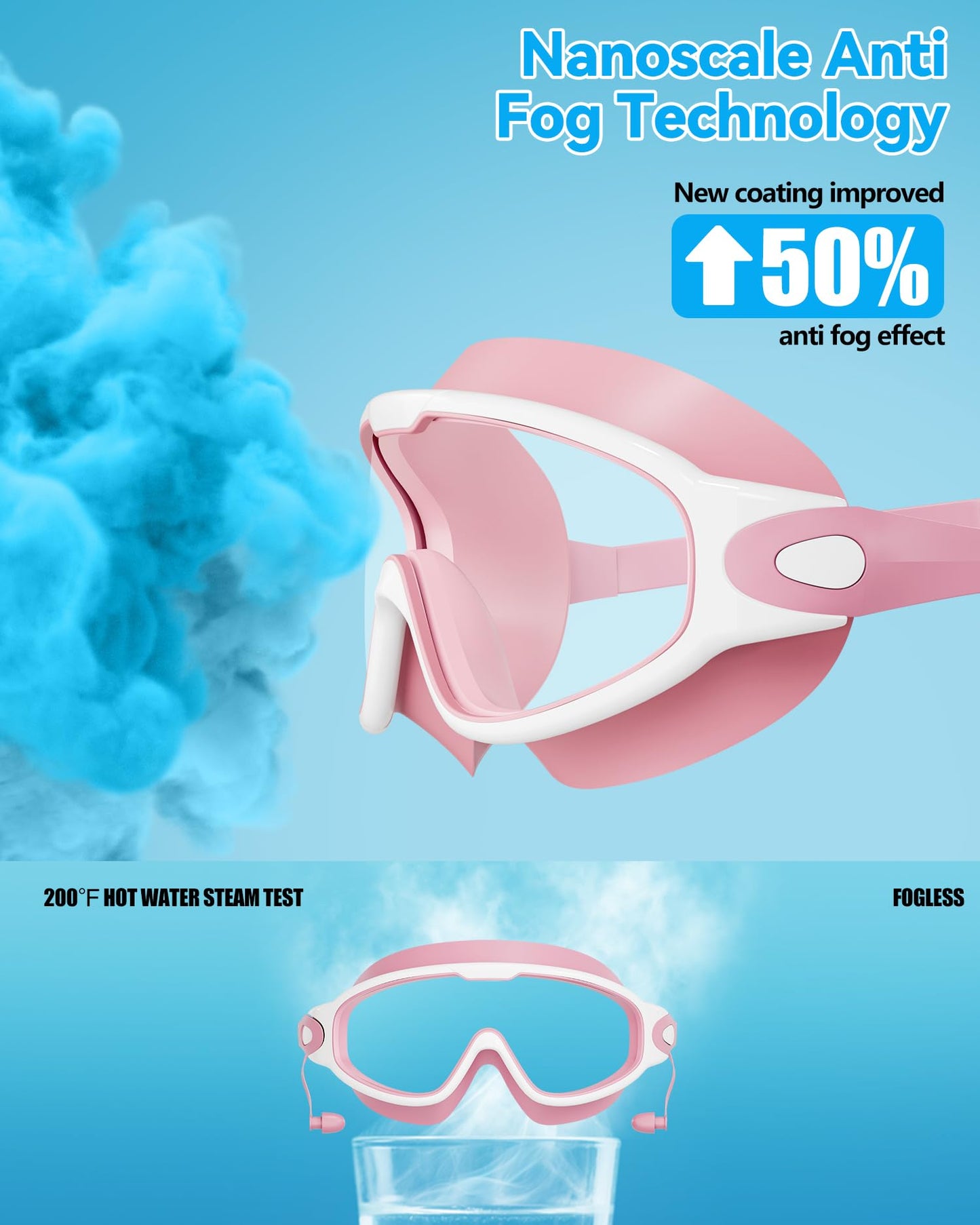 Aegend New Adult Wide View Swim Goggles, Anti-Fog/UV No Leak Swimming Goggles with Ear Plugs for Men & Women