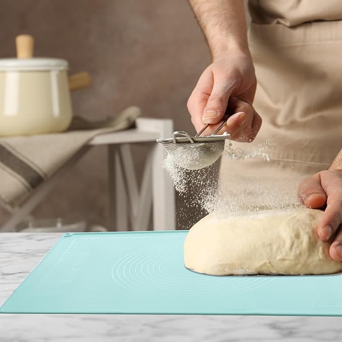 uxcell Silicone Pastry Mat, 31.5" x 23.6" Silicone Baking Mat with Measurements, Non-Stick Dough Rolling Mat for Making Pastry Cookies Bread Pizza Pink