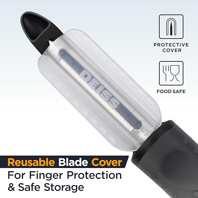 Deiss PRO Swivel Vegetable Peeler - Sharp Japan Stainless Steel Peeler With Easy Non-Slip Hand Grip, Potato Peelers For Kitchen, Fruit, Carrot, Apple, Veggie, Kiwi, Durable, Dishwasher Safe
