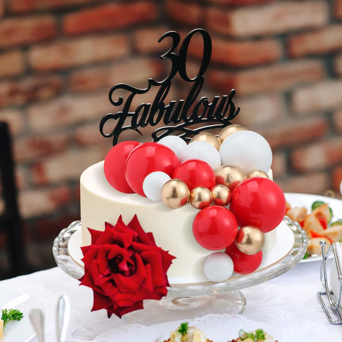 108 Pcs Balls Cake Topper DIY Cupcake Insert Foam Balloons for Cake Baking Wedding Anniversary Birthday Decoration(Red, White, Gold,Multi Sizes)