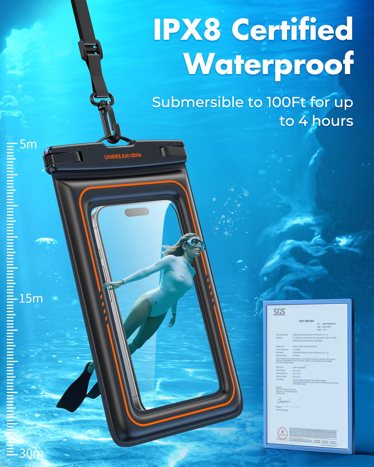 UNBREAKcable Waterproof Phone Pouch 2 Pack, Floating Waterproof Phone Case