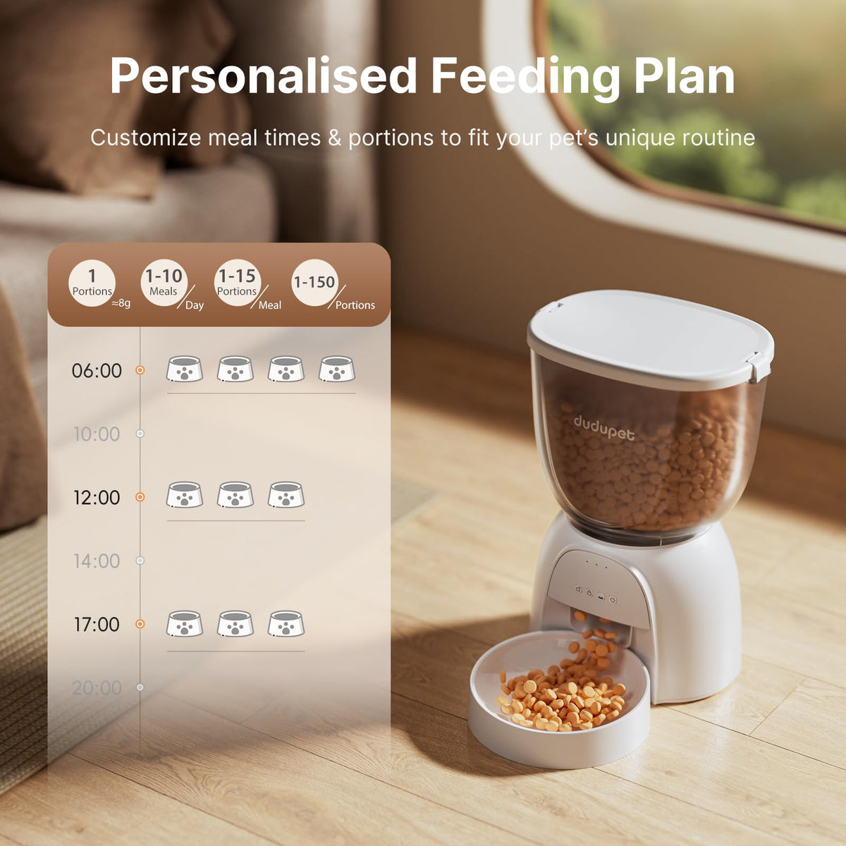 Automatic Cat Feeder with WiFi, Timed Cat Dry Food Dispenser for Cats Dog