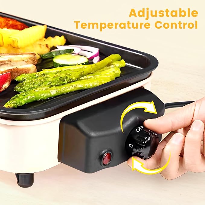 Electric Indoor Grill 1500W, YOHAWJAN 2 in 1 Smokeless Indoor Grills with Non-stick Removable Grill & Griddle Plate, Temperature Control, Portable Korean BBQ Grill with 3 Raclette Cheese Pans