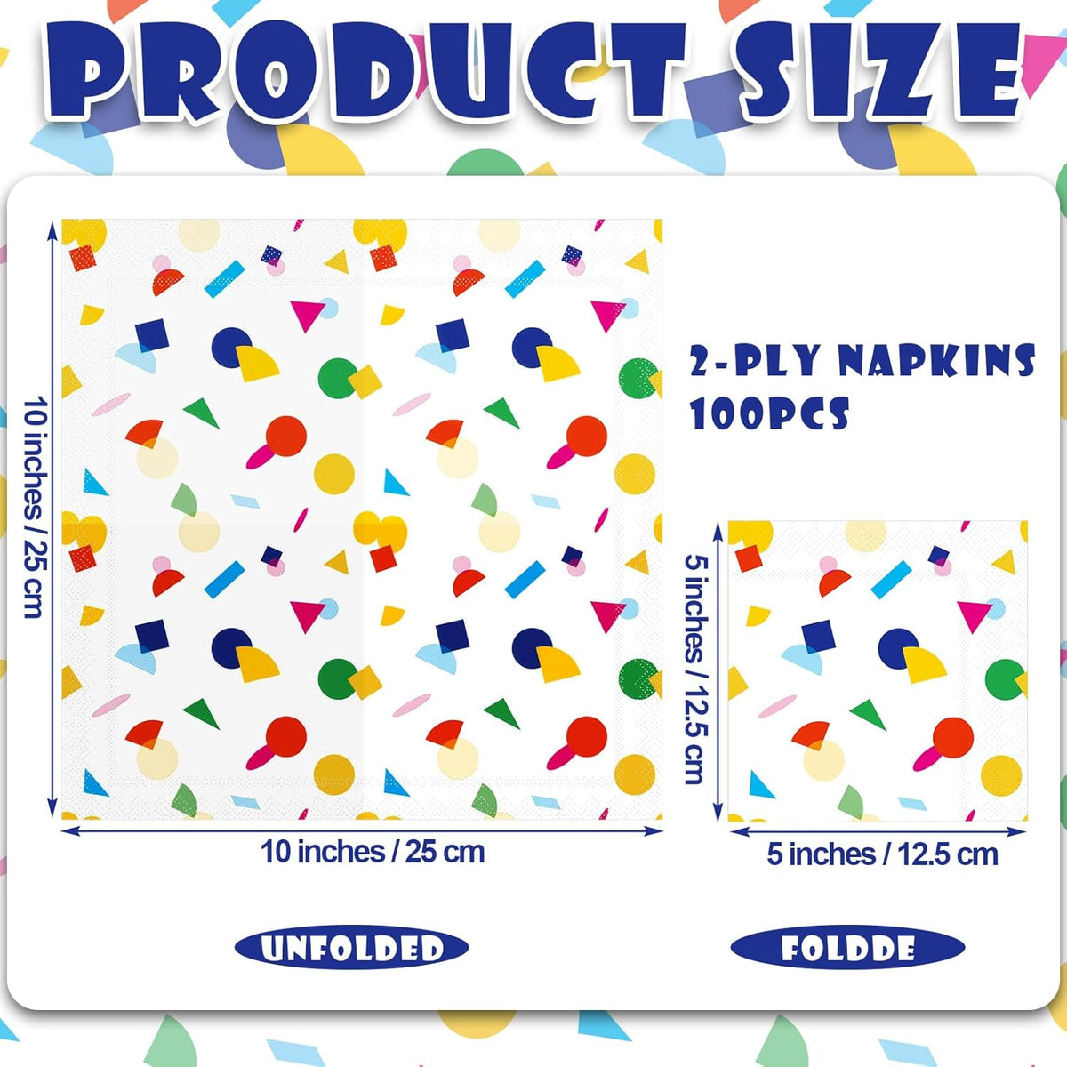 100 Pcs Sprinkles Napkins 2 Ply Disposable Paper Napkins for Baby Shower Birthday Party Theme Table Decor Supplies(White,Rainbow Dot)