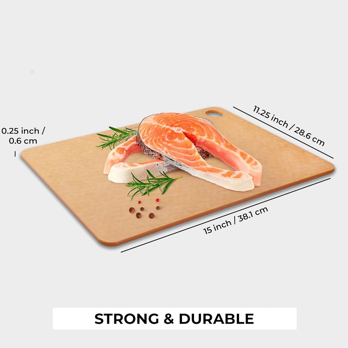 Freshware Wood Cutting Board for Kitchen, Dishwasher Safe, Large, 15" x 11.25", Natural