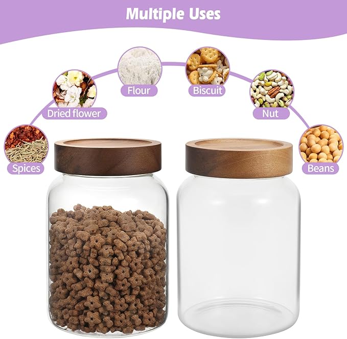 Glass Jar with Lids 40 oz,Candy Jar Glass Cookie jar with Airtight Screw Lid Borosilicate Glass Food Storage Canister Containers for Spice Ground Nut Pasta Sugar Tea
