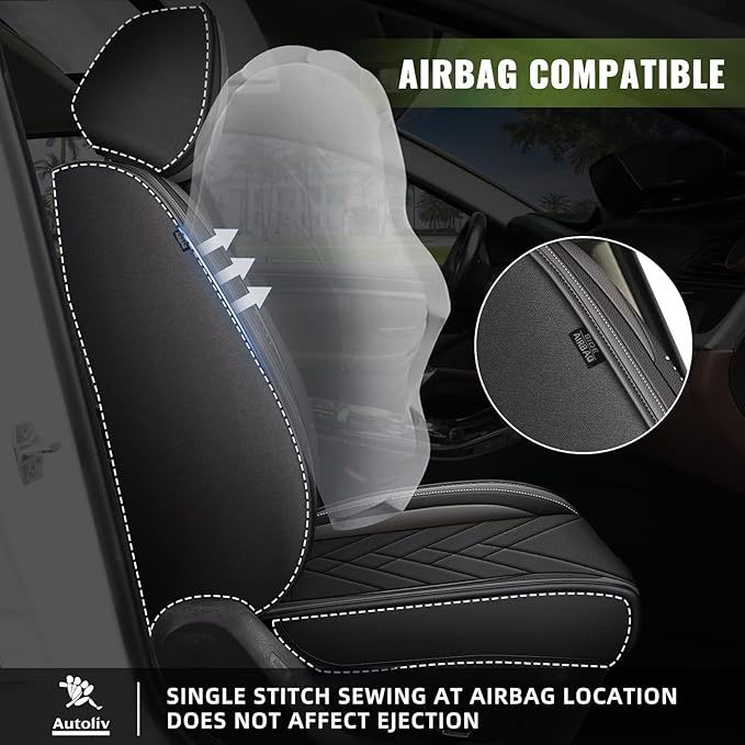 AOMSAZTO Full Set Seat Covers Fit for VW/Volkswagen CC 2009-2017: 2 Row 5 Seats Faux Leather Waterproof Seat Covers Automotive Seat Cushion Protector(Black&Grey)