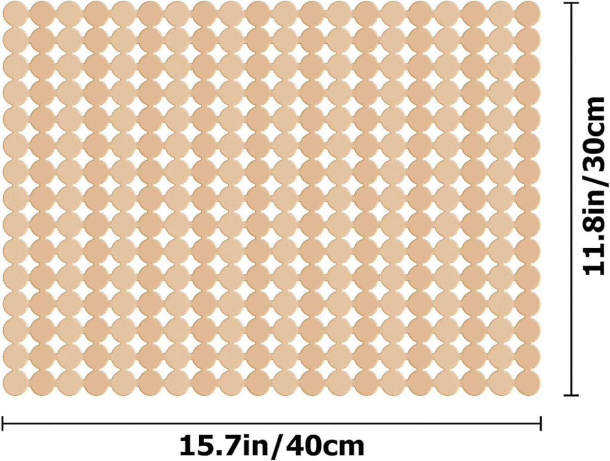 Qulable 2Pack Kitchen Sink Mat for Stainless Steel/Ceramic Sinks, PVC Eco-friendly Protectors for Bottom of Kitchen Sink, Adjustable, Fast Draining, Dots Design, 11.8x15.7 (Wheat)
