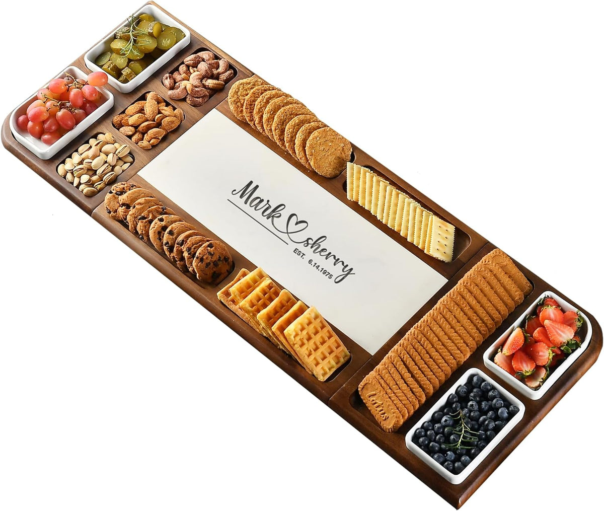 Shanik Premium Marble Charcuterie Board - Magnetic Cheese and Meat Board, Double-Sided Serving Tray and Cutting Board - Gift for Any Occasion Quality Assured (with Engraving)