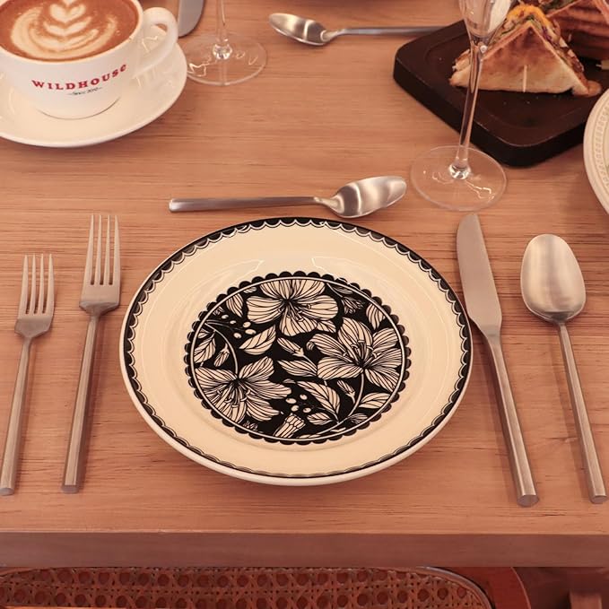 Silverware Set Flatware Set Matte Silver Cutlery Set with Hexagon Handle Forged Stainless Steel 20 Pieces for Home Hotel Use Service for 4