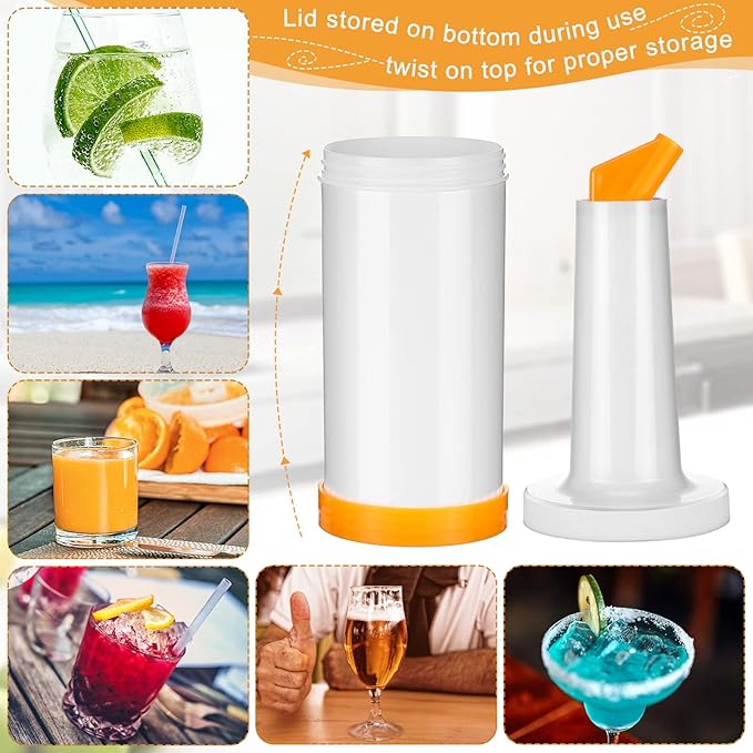 Chengu Fruit Juice Pour Bottles 34 oz Plastic Liquor Bar Supplies with Stainless Steel Bottle Pourer Tapered Spout for Cocktail Bartending Liquor Juice Store(Bright Colors,3 Pack)