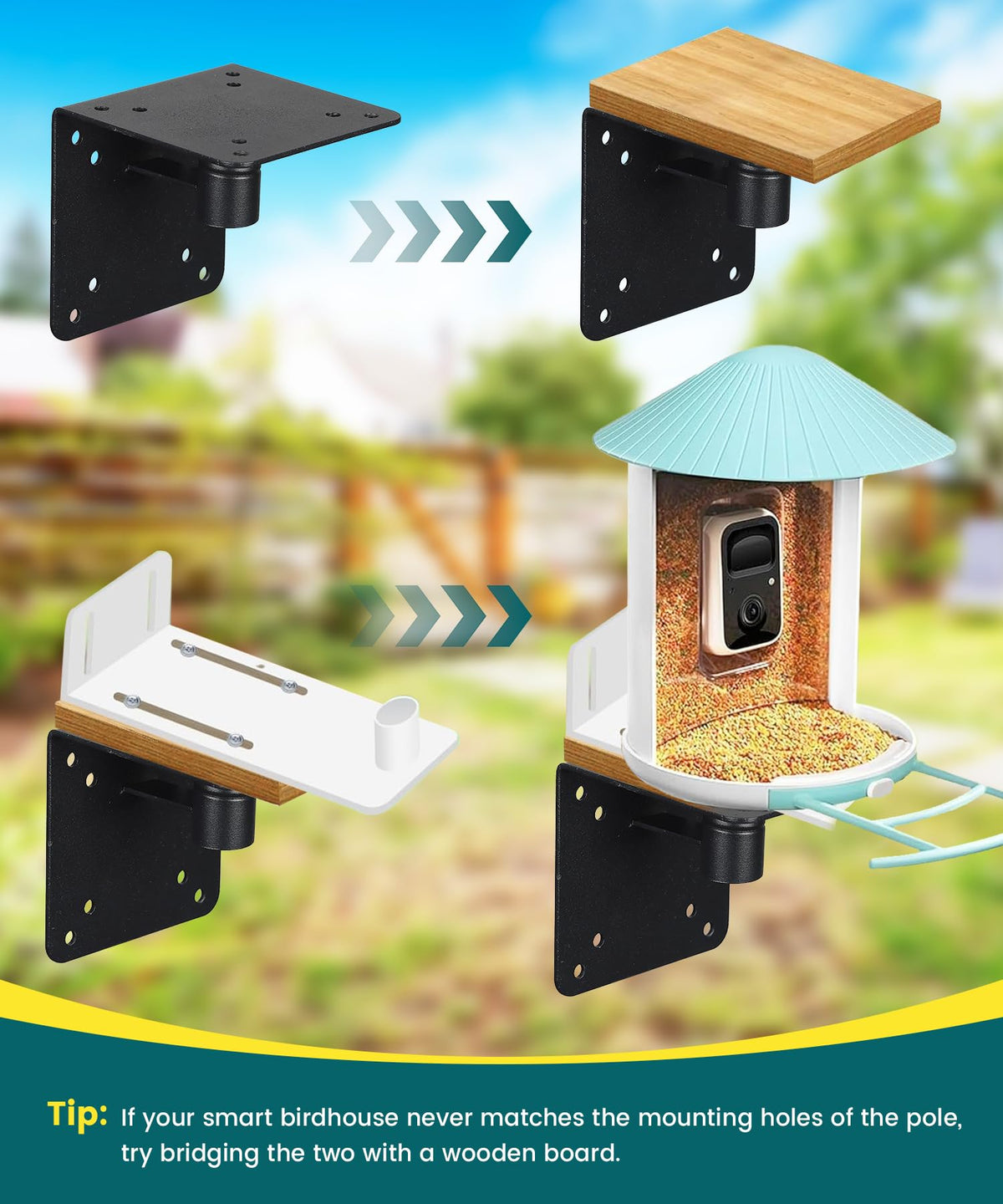 Heavy Duty Bird Feeder Pole - 109 Inch Adjustable 1 Inch Metal Bird House Pole with 14” Deep Auger Base | Outdoor Mount Kit for Bluebird Houses, Hummingbird Feeders, Smart Bird Feeder with Camera
