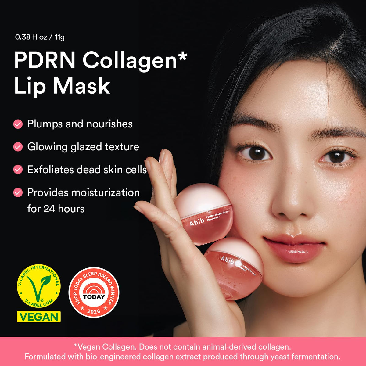 Abib PDRN Vegan Collagen Lip Mask Glazed Jelly 0.38 fl oz | Korean Lip Butter Balm Overnight Sleeping Mask Hydrating Care Moisturizer Treatment for Flakey, Dry Lips