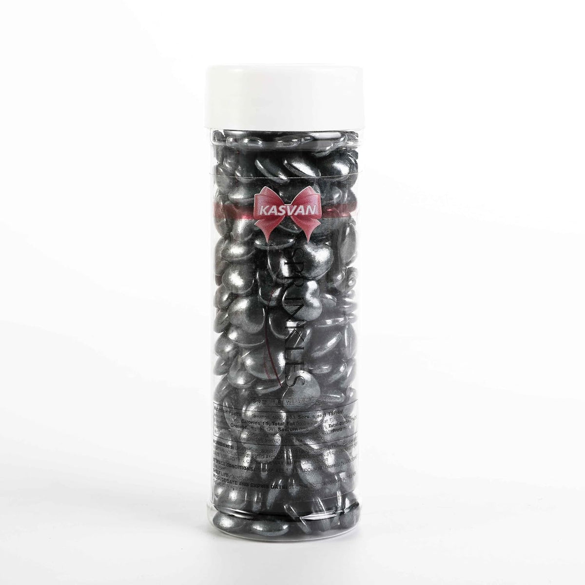 Kasvan Black Heart Shapes Sprinkles - Edible Candy Pearls 130g/4.58 Oz, Mix Size, Baking Cake Decorations, Ice Cream Toppings and Cookie Decorating, Wedding Party Chirstmas Supplies (Black)