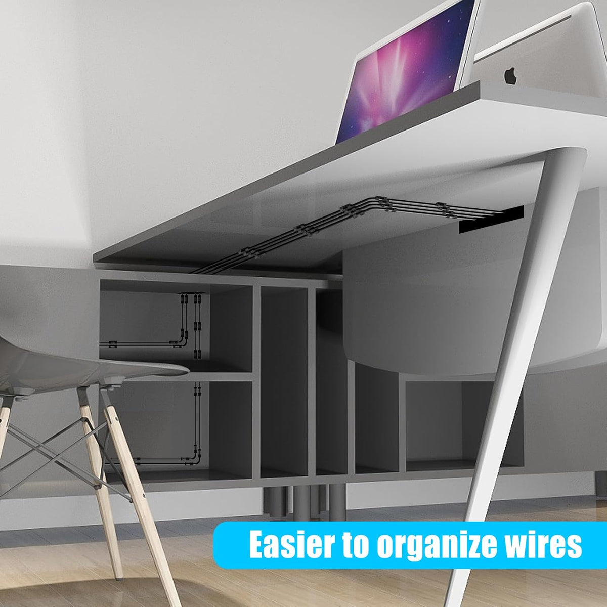 XHF 50pcs Medium Self Adhesive Cable Clips Black,Wire Clips Cable Management Wire Organizer Cord Holder for Under Desk, Car, Wall, TV PC Ethernet Cable