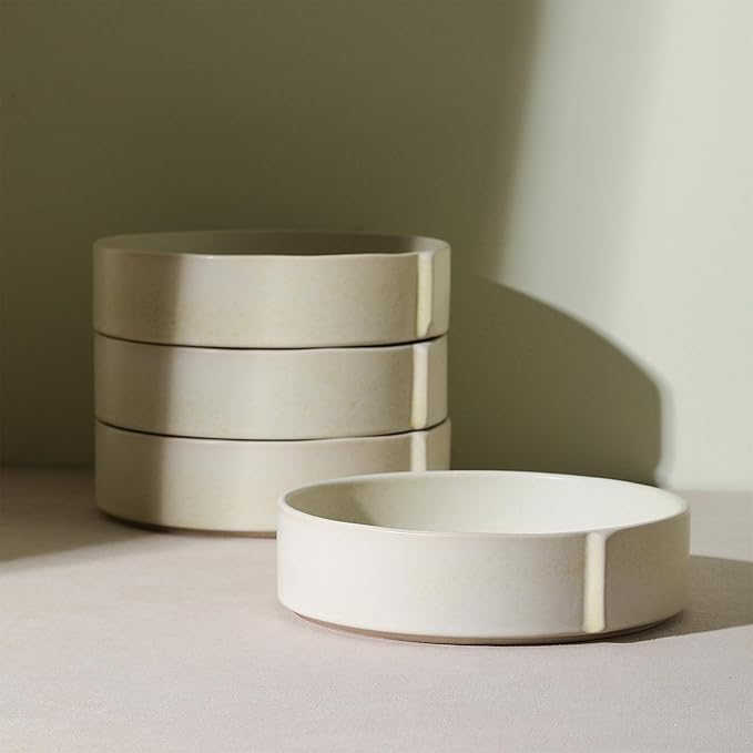Stone Lain Bao 4-Piece Pasta Bowl Set Stoneware, Beige
