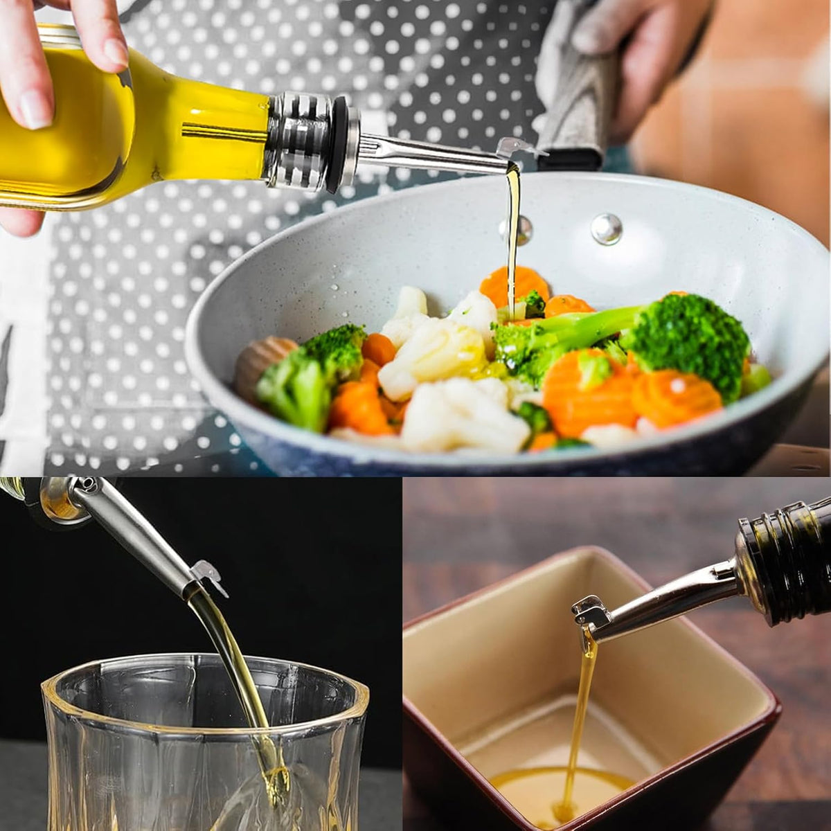 2 Pack Oil Spout with Flip Top, Olive Oil Dispenser Spout,Liquor Bottle Pourer Spouts for About 3/4" Bottle Mouth