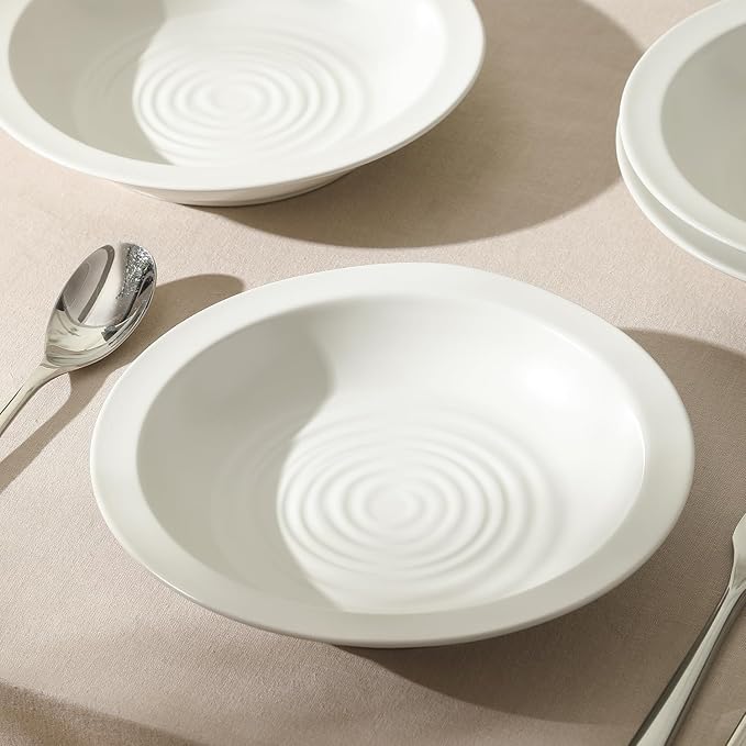 Stone Lain Orbit 4-Piece Pasta Bowl Set Stoneware, White