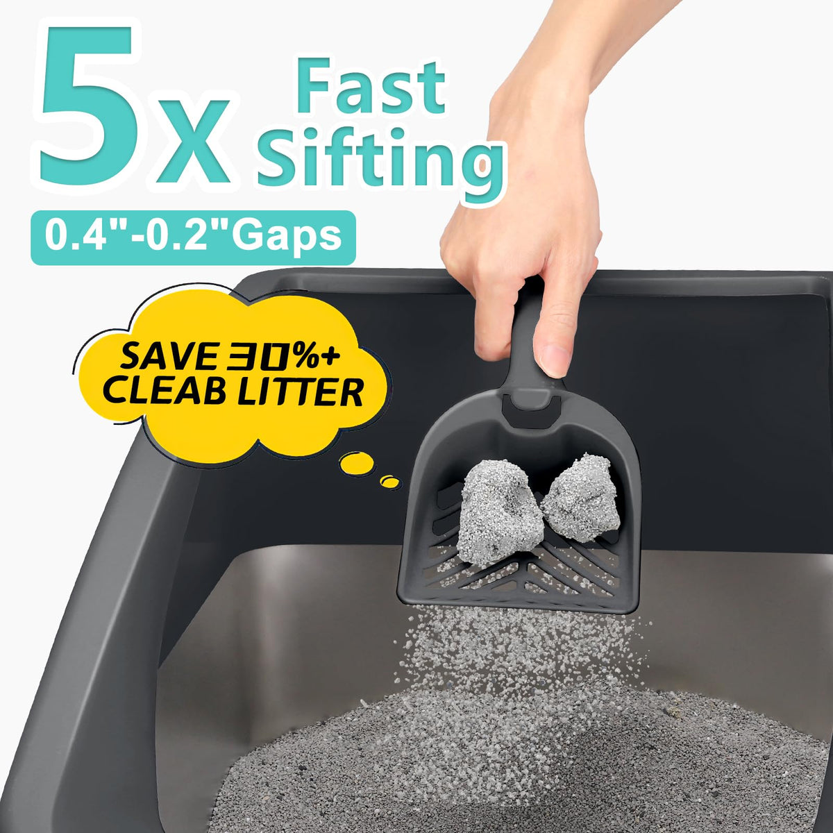 2 Pack Stainless Steel Litter Box | XL Enclosed Cat Litter Boxes with Lid for Big Cats and Multi-Cats | High Sided, Anti-Urine Leakage | Non-Stick Bottom（Dark Gray）