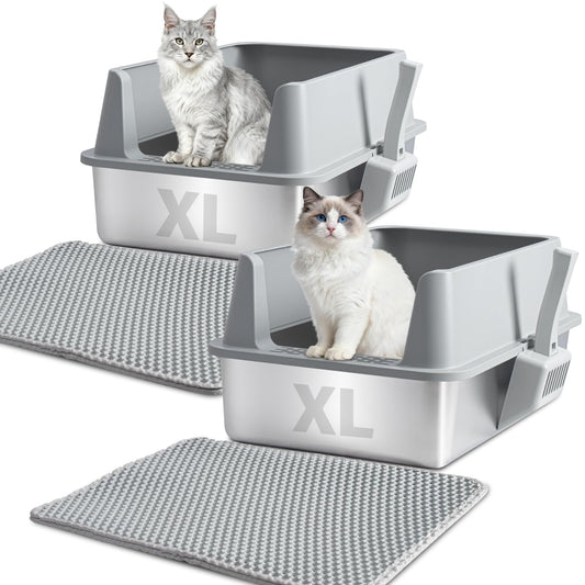 Nyutu XL Stainless Steel Litter Box with Lid, Extra Large Cat Litter Box