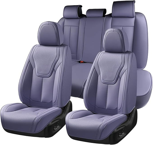 FLORICH Car Seat Cover Full Set, Automotive Seat Covers, Luxury Waterproof Leather Car Seat Protectors, Car Seat Cushions Universal Fit for Most Sedans SUVs Trucks - Purple