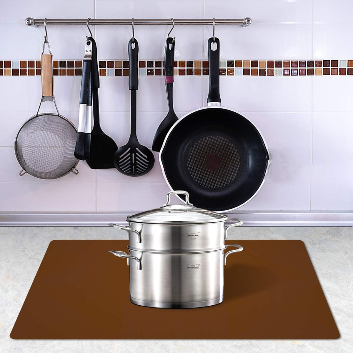 Silicone Placemats, Food-Grade Non-Slip Waterproof, Dining, Stain Resistant, Countertop Protector, Kitchen Counter Mat, Heat Resistant, Baking mat Dishwasher Safe (23.6"×15.7"-1pack, Coffee)