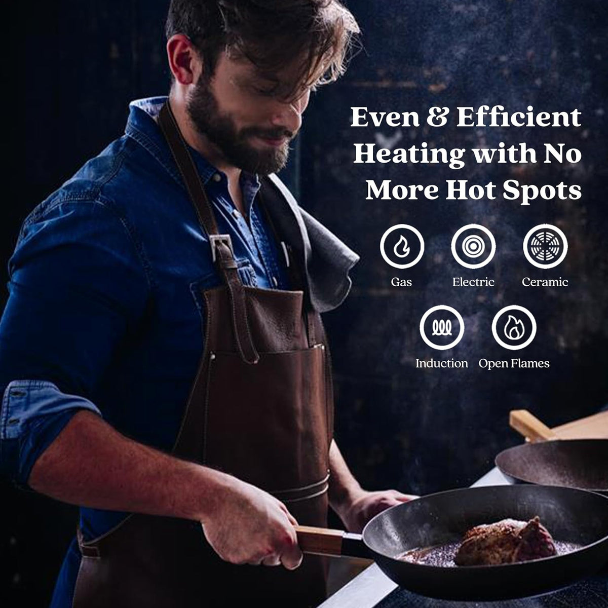 Alva Forest 8” Carbon Steel Frying Pan – Pre-Seasoned, Lightweight Chef-Grade Skillet with Stay-Cool Acacia Handle, Natural Nonstick, Induction & All-Stove Compatible – Professional Restaurant Quality