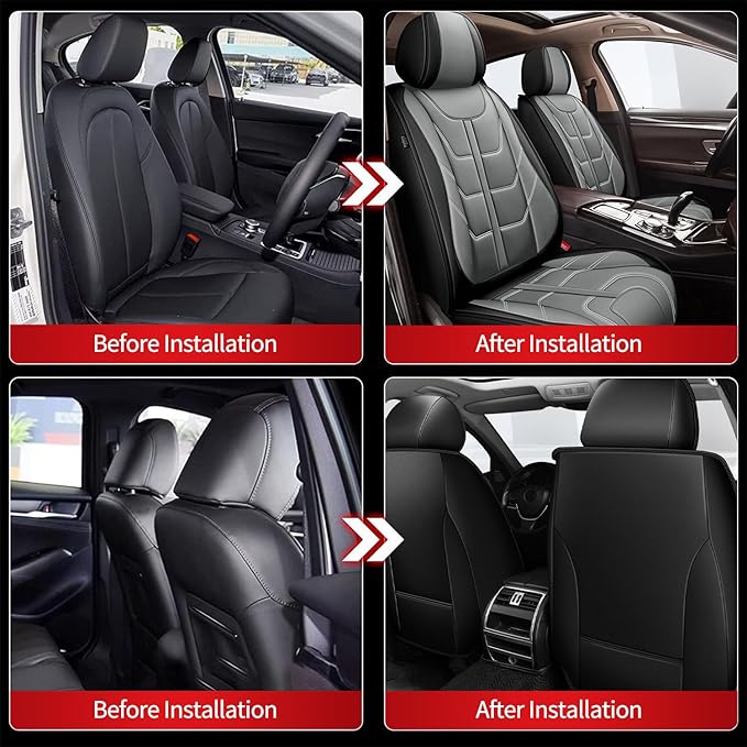 TTX LIGHTING Car Seat Covers fit for Chevrolet Traverse 2018-2026 Front Seat: Premium Leather Automotive Seat Cover with Airbag Compatible Waterproof (2 Seats, Black & Gray)