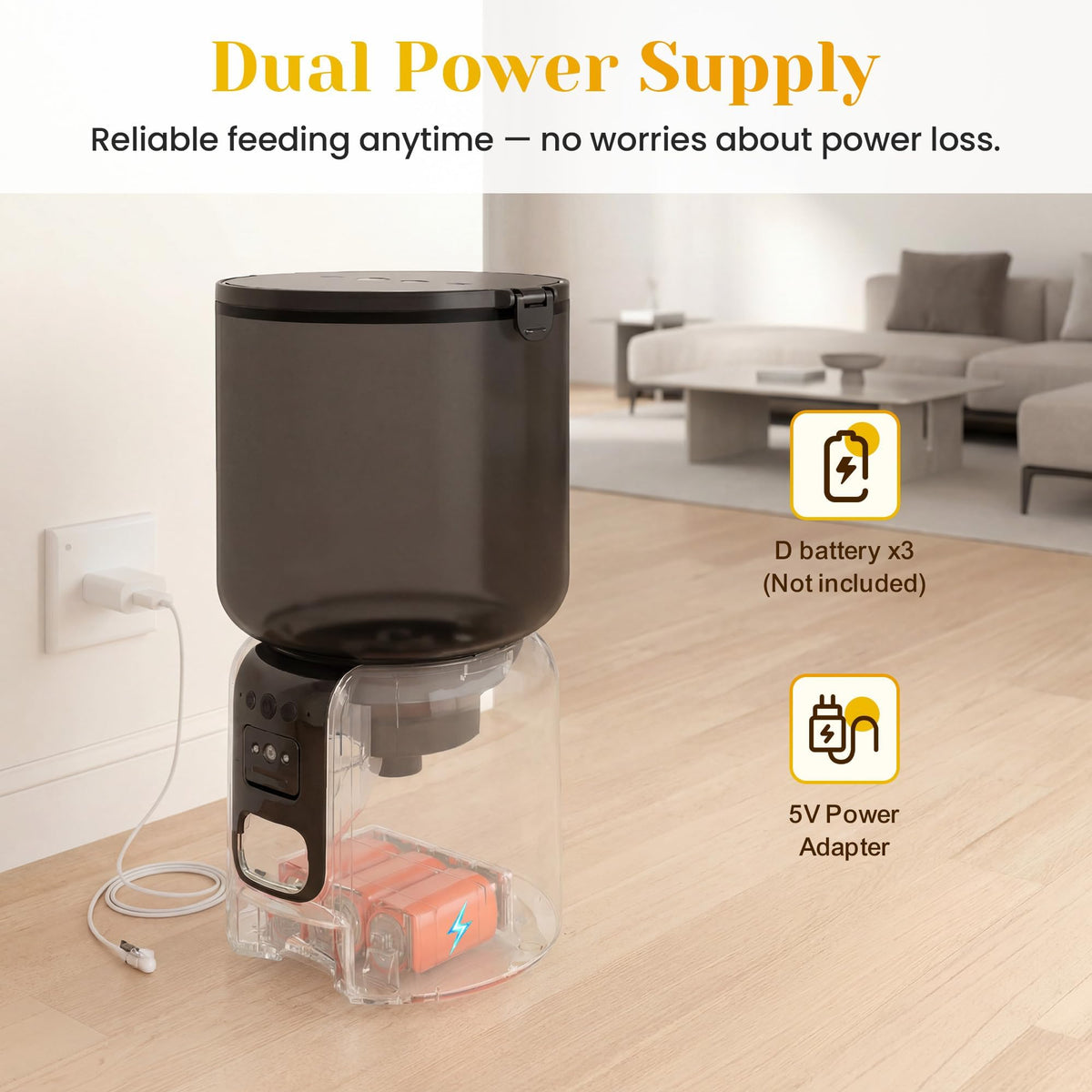 Fansafurn Automatic Cat Feeder with 2K HD Camera, Automatic Dog Feeder with App Control via 2.4G/5G WiFi, Dual Power System & Voice Recording, 4L Food Dispenser for Cats and Small Dogs, Black